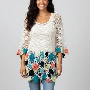 Intrigue Flower Crochet Tunic – Multi Color – Size S – NWT